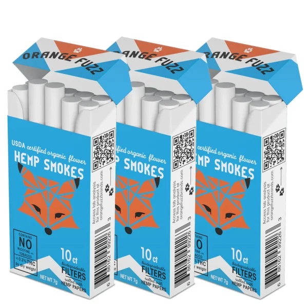 3 Pack Orange Fuzz USDA Certified Organic Hemp Smokes - CBD 23% - 30ct - Image 2