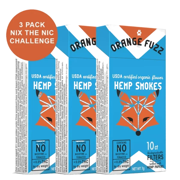 3 Pack Orange Fuzz USDA Certified Organic Hemp Smokes - CBD 23% - 30ct